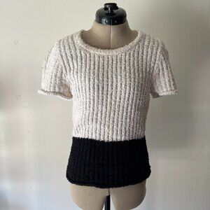 Eckhaus Latta Cream and Black Colorblock Knit Top